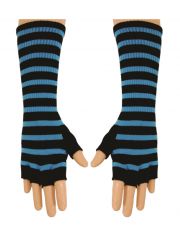 Fingerlose Stulpenhandschuhe blau Streifen