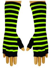 Fingerlose Stulpenhandschuhe gelb neon Streifen