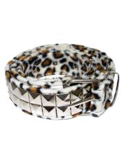 Gürtel mit Fell Pyramiden Nieten Leopard