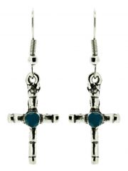 Ohrring Crucifix mit Stein blau