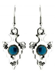 Ohrring Pfeilspitze mit Stein blau