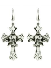 Ohrring Kreuz mit Totenkopf
