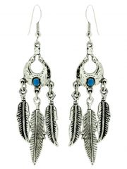 Ohrring Indianerfeder mit Stein blau klein