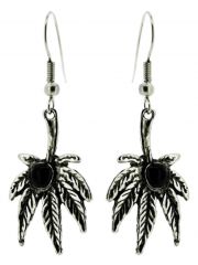 Ohrring Hanf mit Stein Schwarz