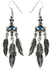 Ohrring Indianerfedern mit Stein blau