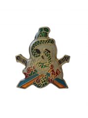 Anstecker Pin Schlange im Totenkopf
