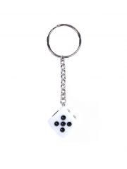 Schlüsselanhänger weißer Würfel schwarze Punkte