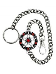 Schlüsselanhänger Pentagramm roten Steinen