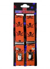 Hosenträger Totenkopf neon orange