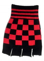 Fingerlose Handschuhe schwarz rot kariert