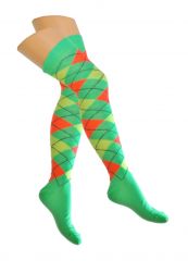 Overknees Neongrün, Orange & Gelb Karos