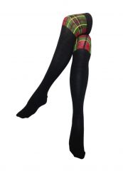 Overknees schwarz mit grünen roten Karos