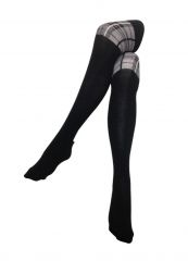 Overknees schwarz mit grauen Karos