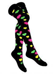 Overknees schwarz mit bunten Herzen