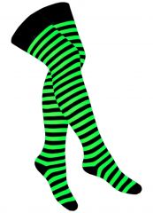 Overknees schwarz neon grün gestreift