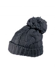 Slouch Long Winter Mütze grau Bommel