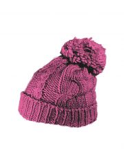 Slouch Long Winter Mütze rosa Bommel