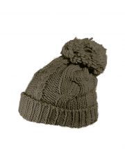 Slouch Long Winter Mütze oliv Bommel