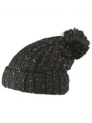 Slouch Long Winter Mütze anthrazit bunt Bommel