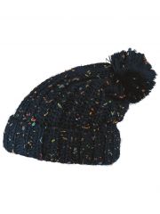 Slouch Long Winter Mütze blau bunt Bommel
