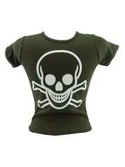 Kinder T-Shirt Totenkopf oliv