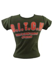 Kinder T-Shirt B.I.T.C.H oliv
