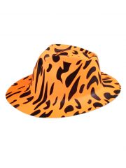 Partyhut Fedora orange schwarz gefleckt