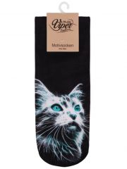Sneaker Socken bedruckt Katze schwarz weiß