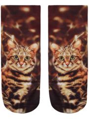 Sneaker Socken bedruckt Katze bunt