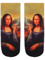Sneaker Socken bedruckt kiffende Mona Lisa