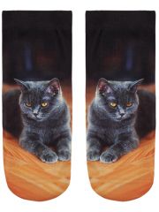 Sneaker Socken bedruckt schwarze Katze