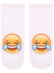 Sneaker Socken bedruckt Emoji lachend