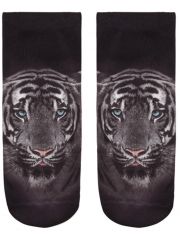 Sneaker Socken bedruckt Tiger schwarz weiß