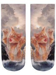 Sneaker Socken bedruckt Kampfkatze