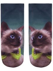 Sneaker Socken bedruckt Katze mit Fliege