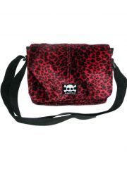 Webpelz Schultertasche Leopard rot