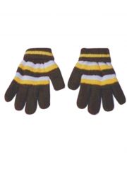 Kinder Handschuhe gestreift bordeaux gelb