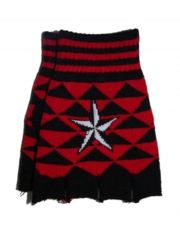 Fingerlose Handschuhe Stern schwarz rot