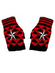 Fingerlose Handschuhe Stern schwarz rot