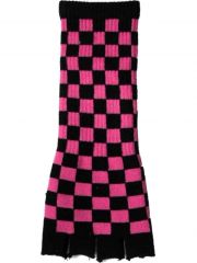 Fingerlose Stulpenhandschuhe schwarz pink kariert