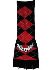 Fingerlose Stulpenhandschuhe Totenkopf mit Flügeln