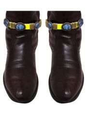 Leder Stiefelband gelb Blue Stones