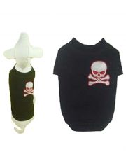 Hunde T-Shirt schwarz mit Totenkopf