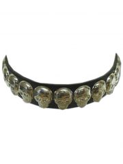 Leder Halsband Totenkopfnieten