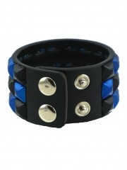 Kunstleder Armband Pyramiden Nieten schwarz blau