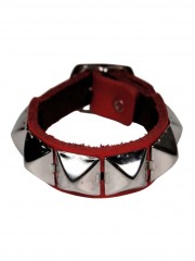 Leder Armband Pyramiden Nieten 1 reihig rot