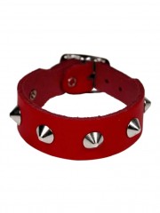 Leder Armband Spitznieten 1 reihig rot