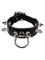 Leder Armband schwarz Killernieten Ring