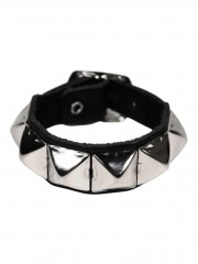 Leder Armband schwarz mit Pyramidennieten