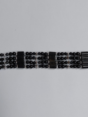 Magnet Armband Kette schwarz und silberne Kugeln